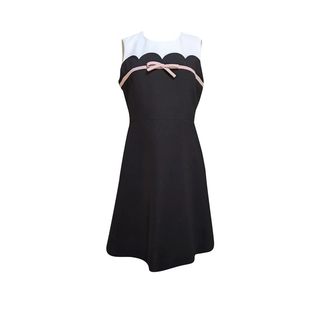 Kate Spade - Black w/White Colorblock & Pink Bow Mini Dress Sz 8